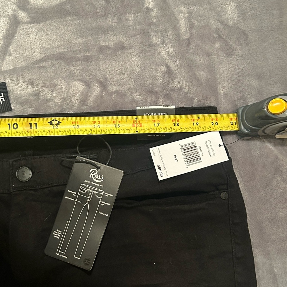 NWT/ Jordan Craig Ross Skinny Tapered Fit / Jet Black Jeans Sz 40/32 /Retail $60 - Picture 5 of 8